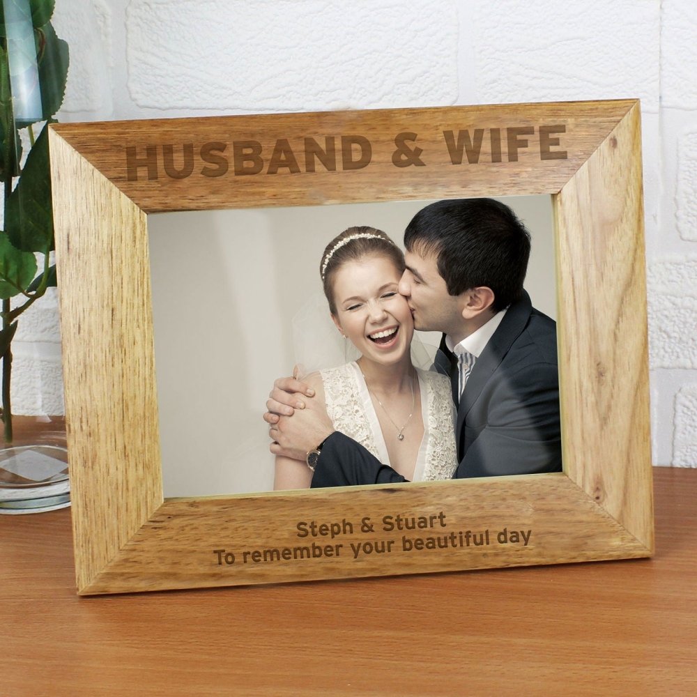 Personalised Bold Text 5x7 Inch Landscape Wooden Photo Frame