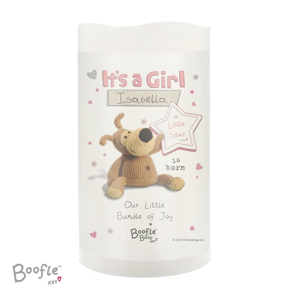Personalised Boofle It's A Girl Nightlight LED Candle