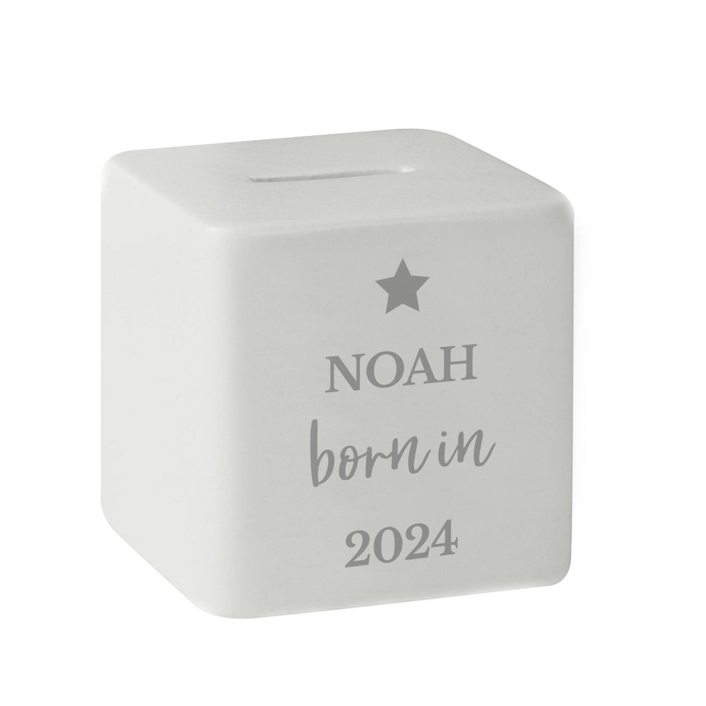 Personalised Born In Money Box
