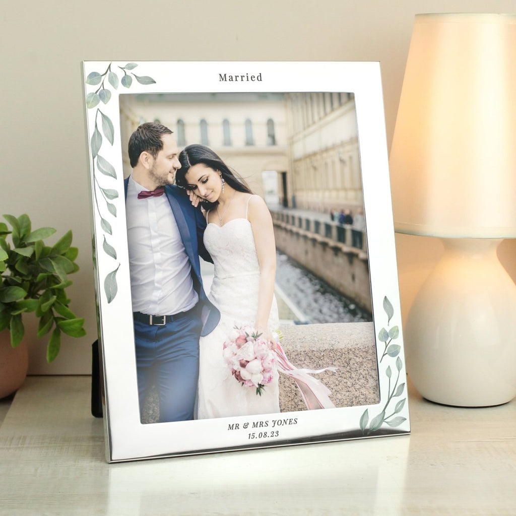 Personalised Botanical 10x8 Inch Silver Photo Frame