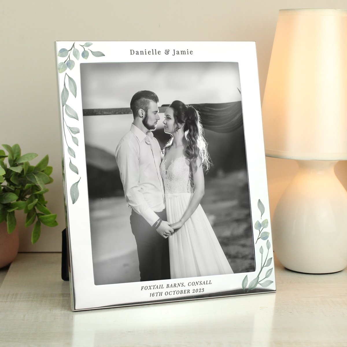 Personalised Botanical 10x8 Inch Silver Photo Frame