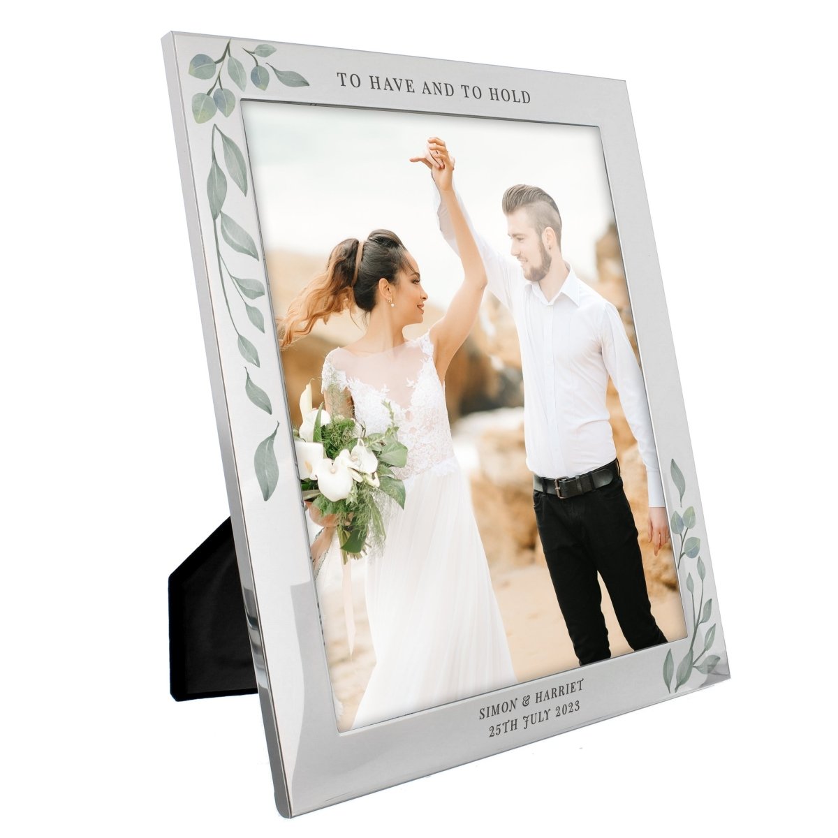 Personalised Botanical 10x8 Inch Silver Photo Frame