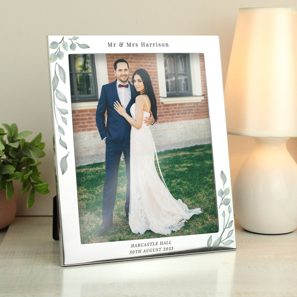 Personalised Botanical 10x8 Inch Silver Photo Frame