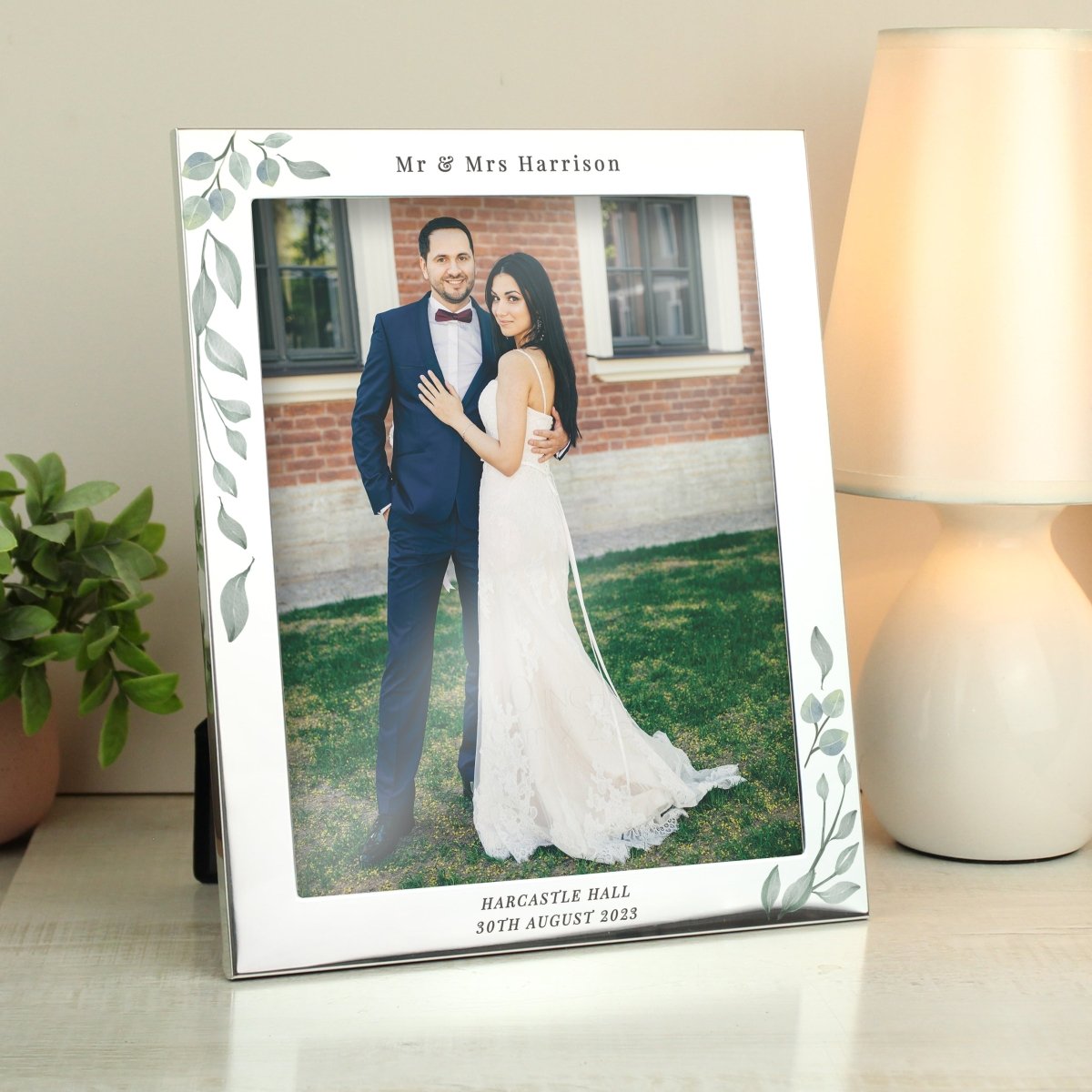 Personalised Botanical 10x8 Inch Silver Photo Frame