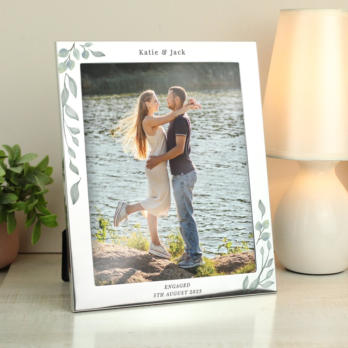 Personalised Botanical 10x8 Inch Silver Photo Frame
