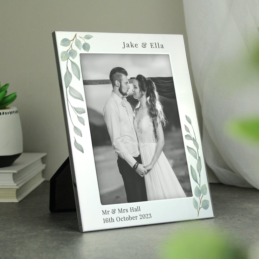 Personalised Botanical 6x4 Inch Silver Photo Frame