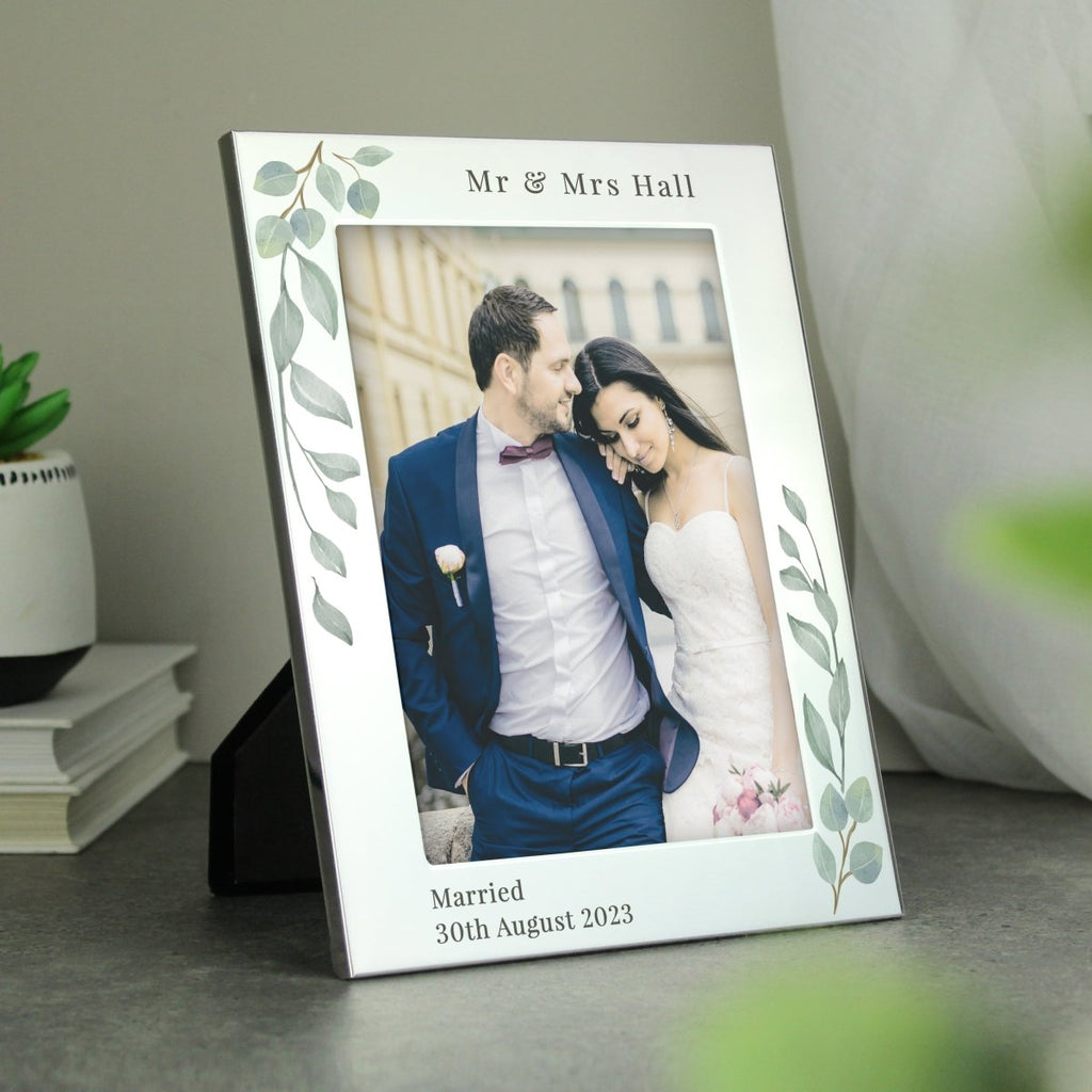 Personalised Botanical 6x4 Inch Silver Photo Frame