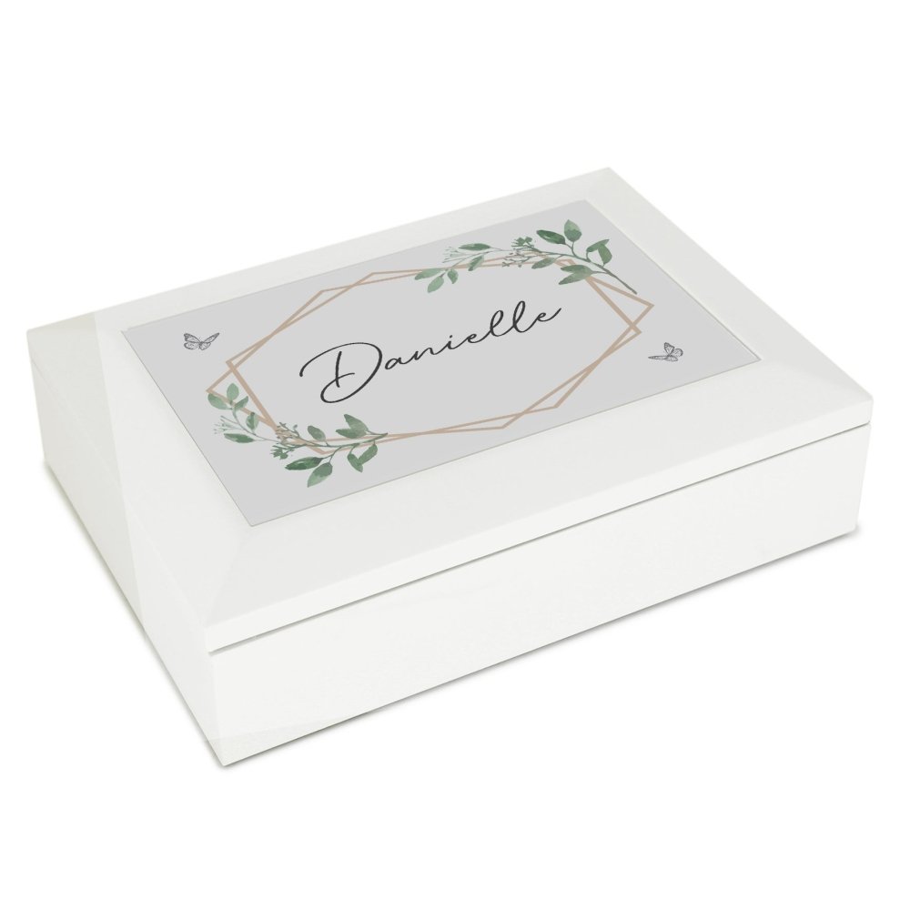 Personalised Botanical Butterfly Wooden Jewellery Box