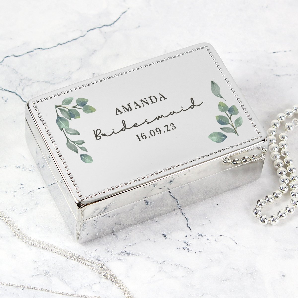 Personalised Botanical Rectangular Jewellery Box