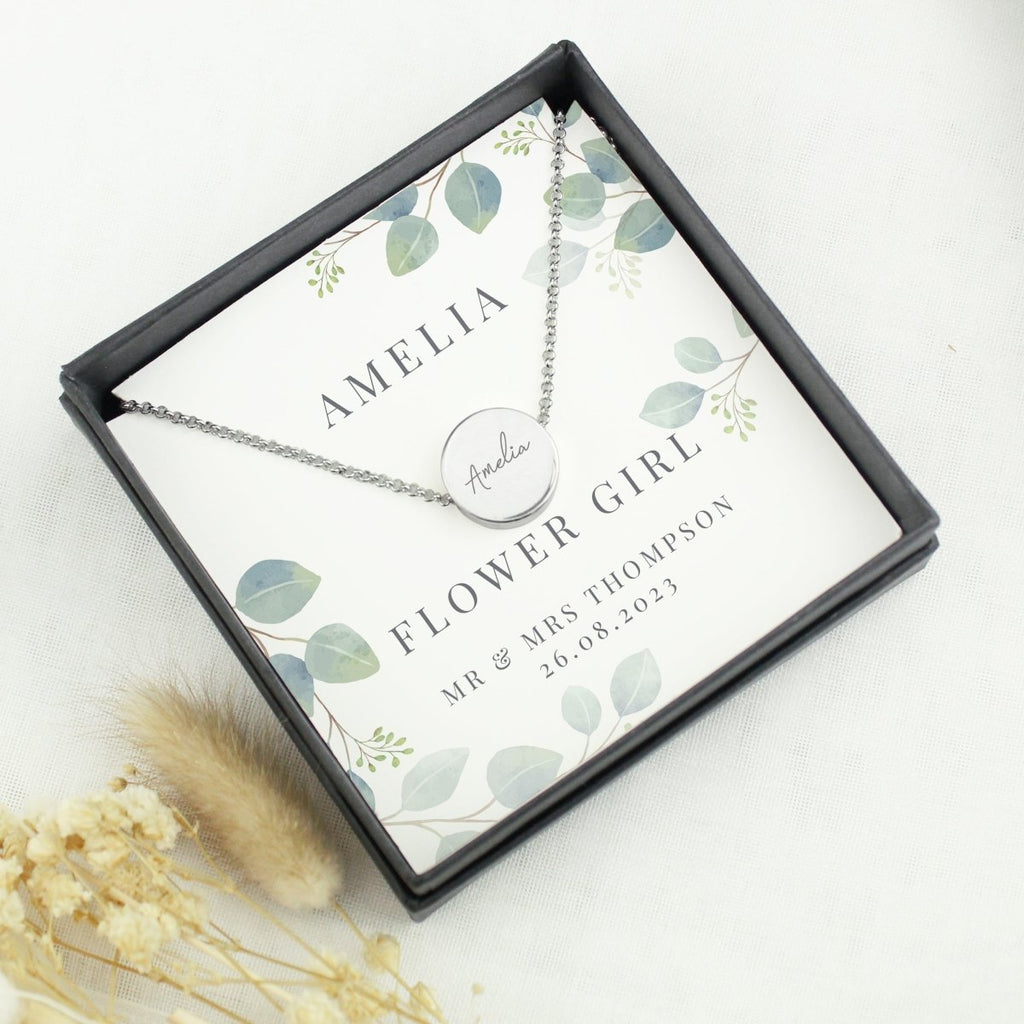 Personalised Botanical Sentiment Silver Tone Necklace And Box