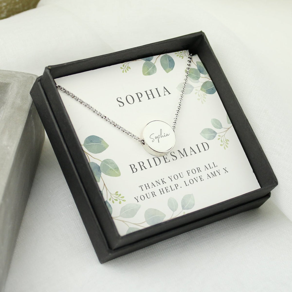 Personalised Botanical Sentiment Silver Tone Necklace And Box