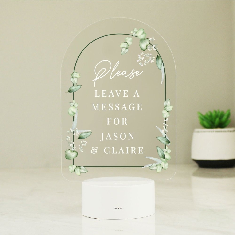 Personalised Botanical Wedding LED Colour Changing Light