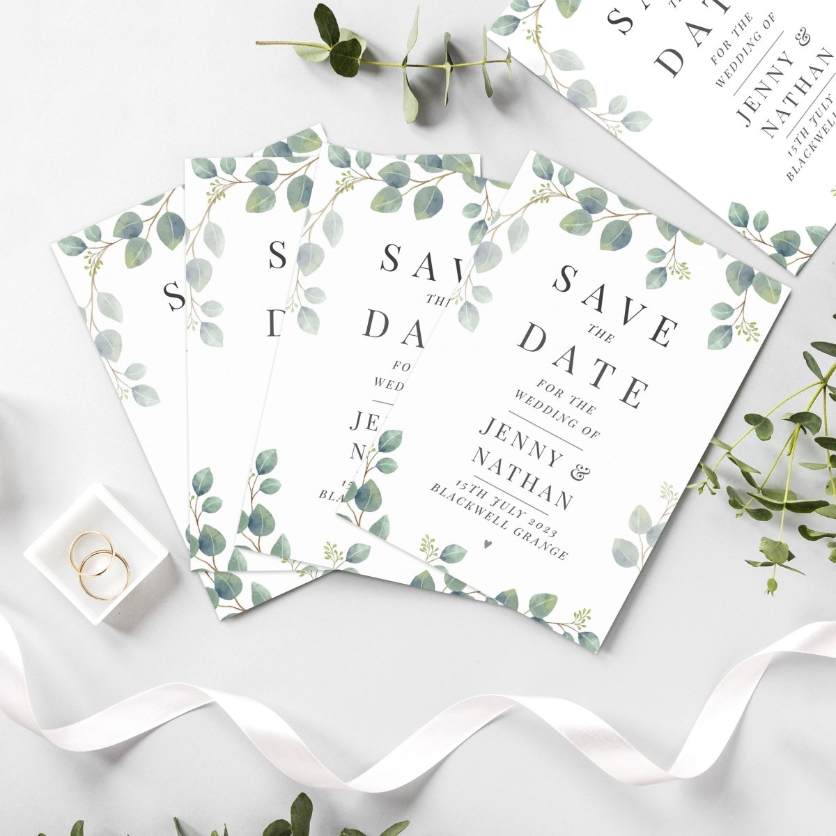 Personalised Botanical Wedding Save The Dates Pack Of 36
