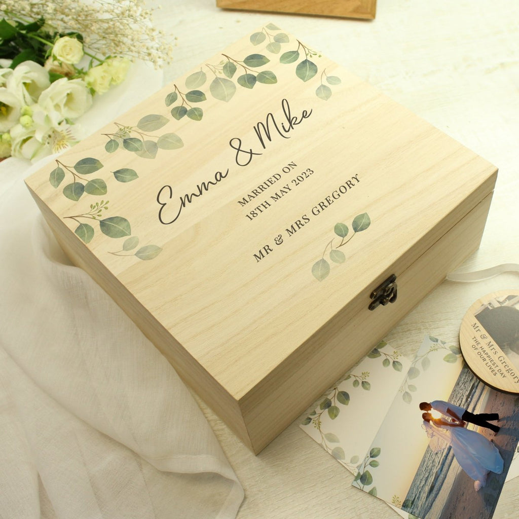 Personalised Botanical Wooden Keepsake Box