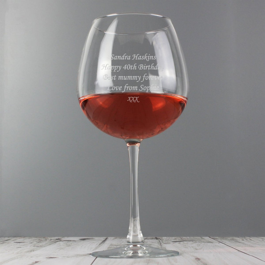Personalised Bottle Of Wine Glass
