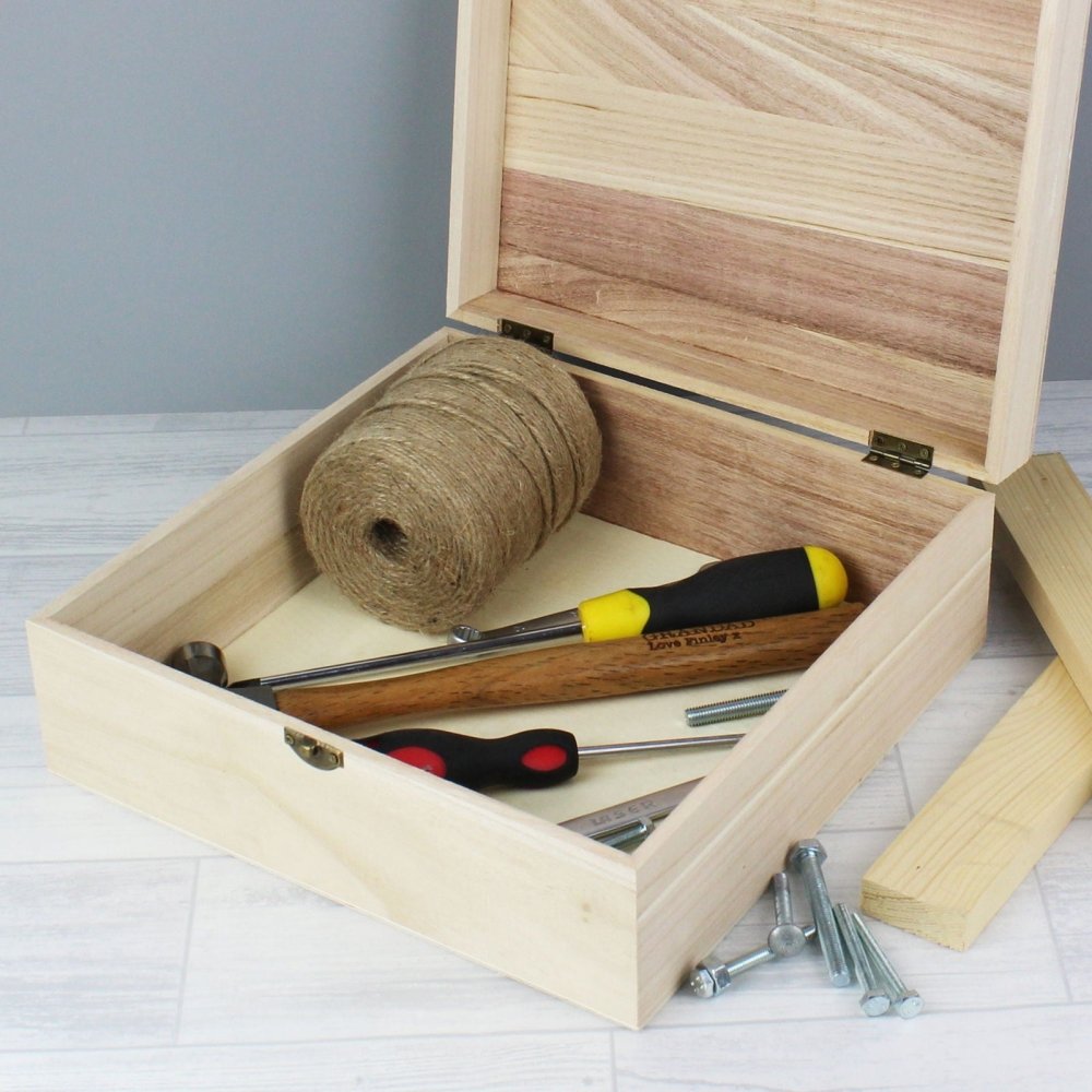 Personalised Box Of Man Crap Large Wooden Keepsake Box