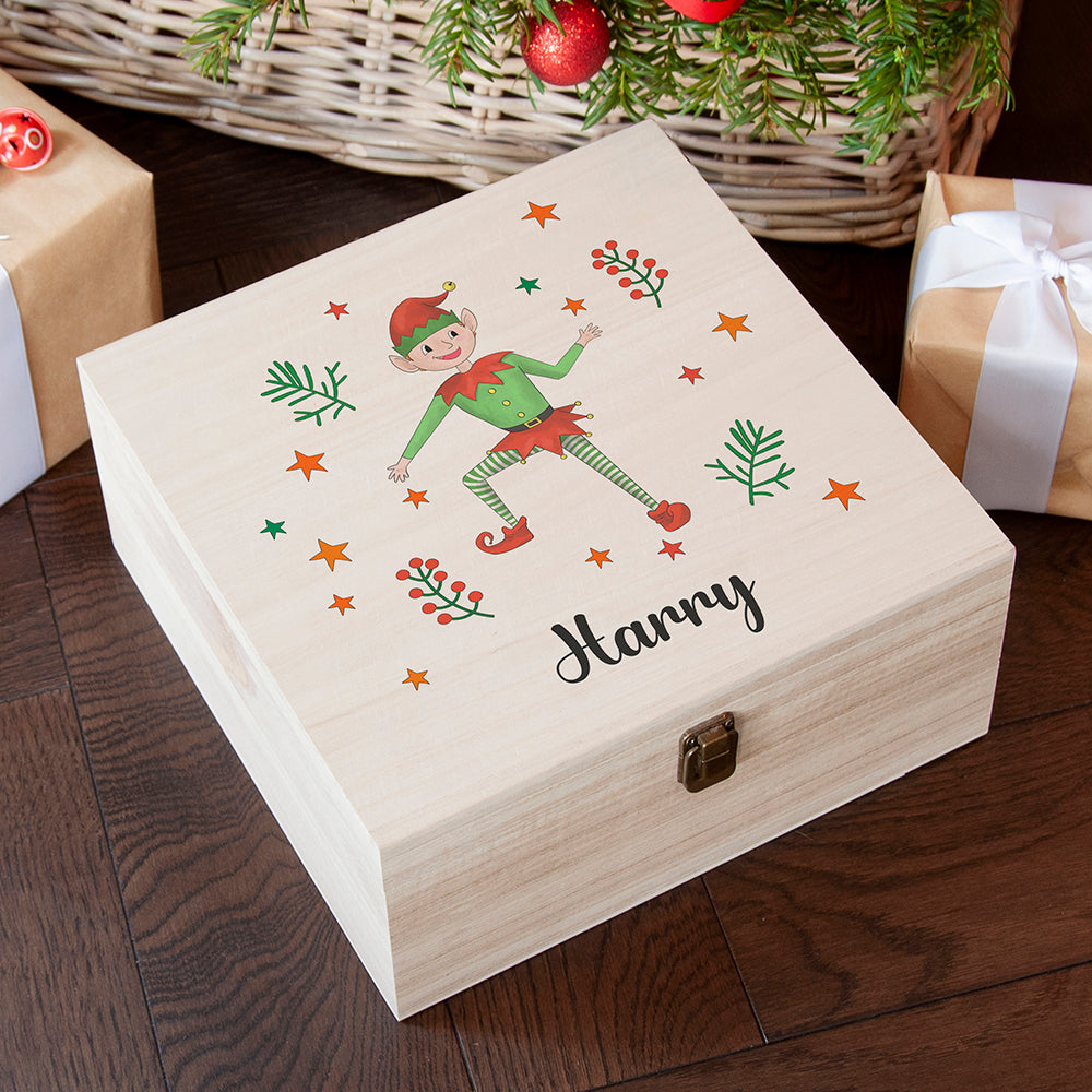 Personalised Personalised Boy Elf Christmas Eve Box