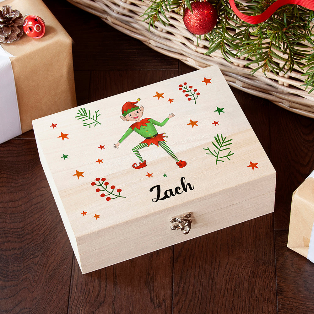 Personalised Personalised Boy Elf Christmas Eve Box