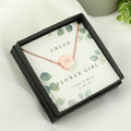 Personalised Bridesmaid Or Flowergirl Rose Gold Tone Necklace & Gift Box
