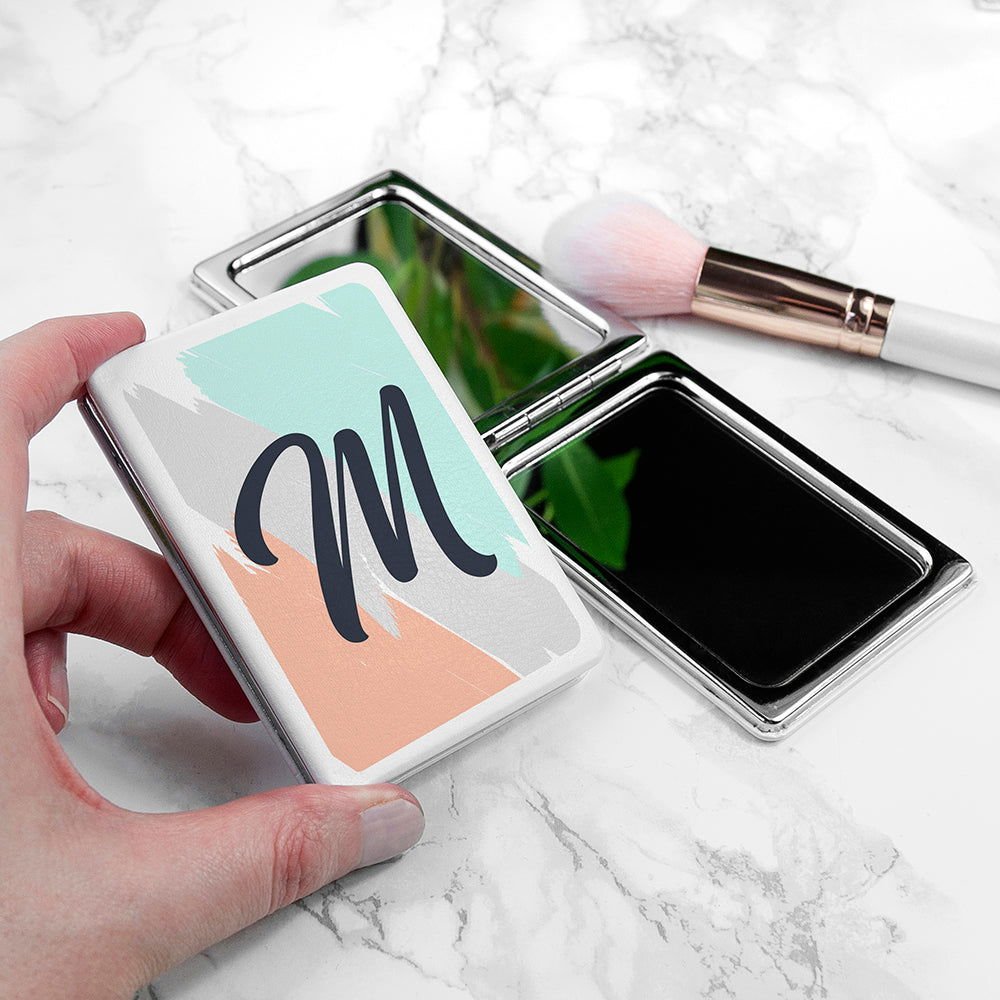 Personalised Brush Stroke Rectangle Compact Mirror - Sunset