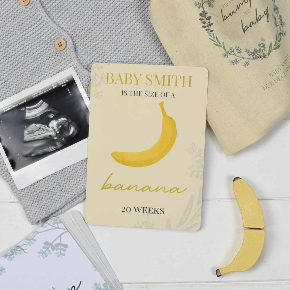 Personalised Bump To Baby Milestone Cards In Drawstring Bag