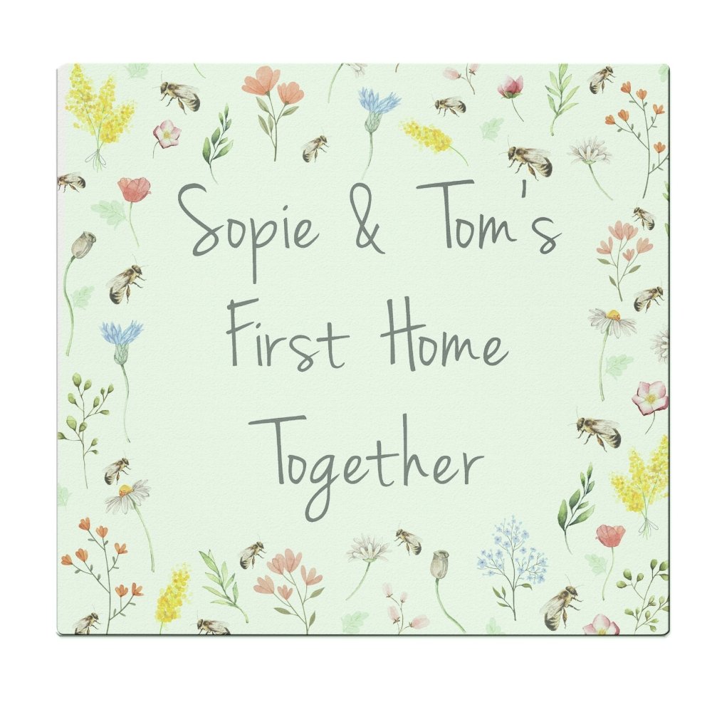 Personalised Busy Bee Glass Chopping Board/Worktop Saver