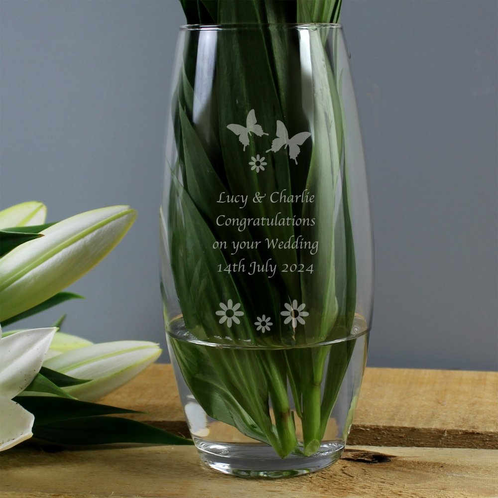 Personalised Butterflies And Flowers Bullet Vase