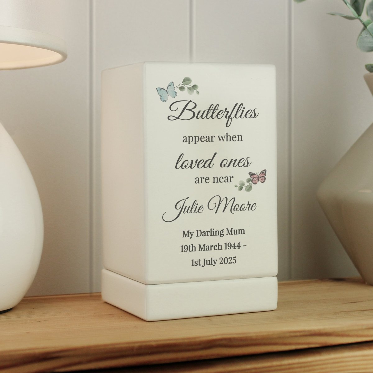 Personalised Butterflies Appear Small Wooden Urn