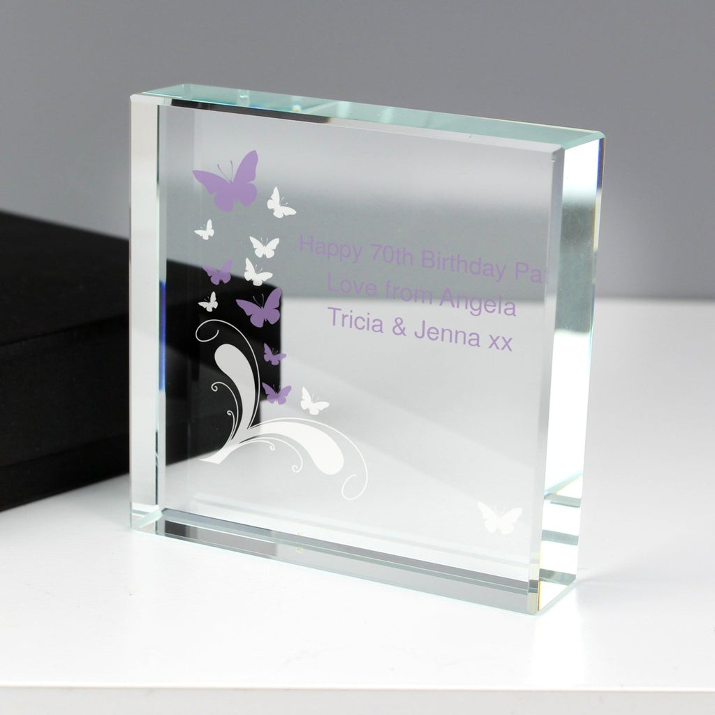 Personalised Butterflies Large Crystal Token