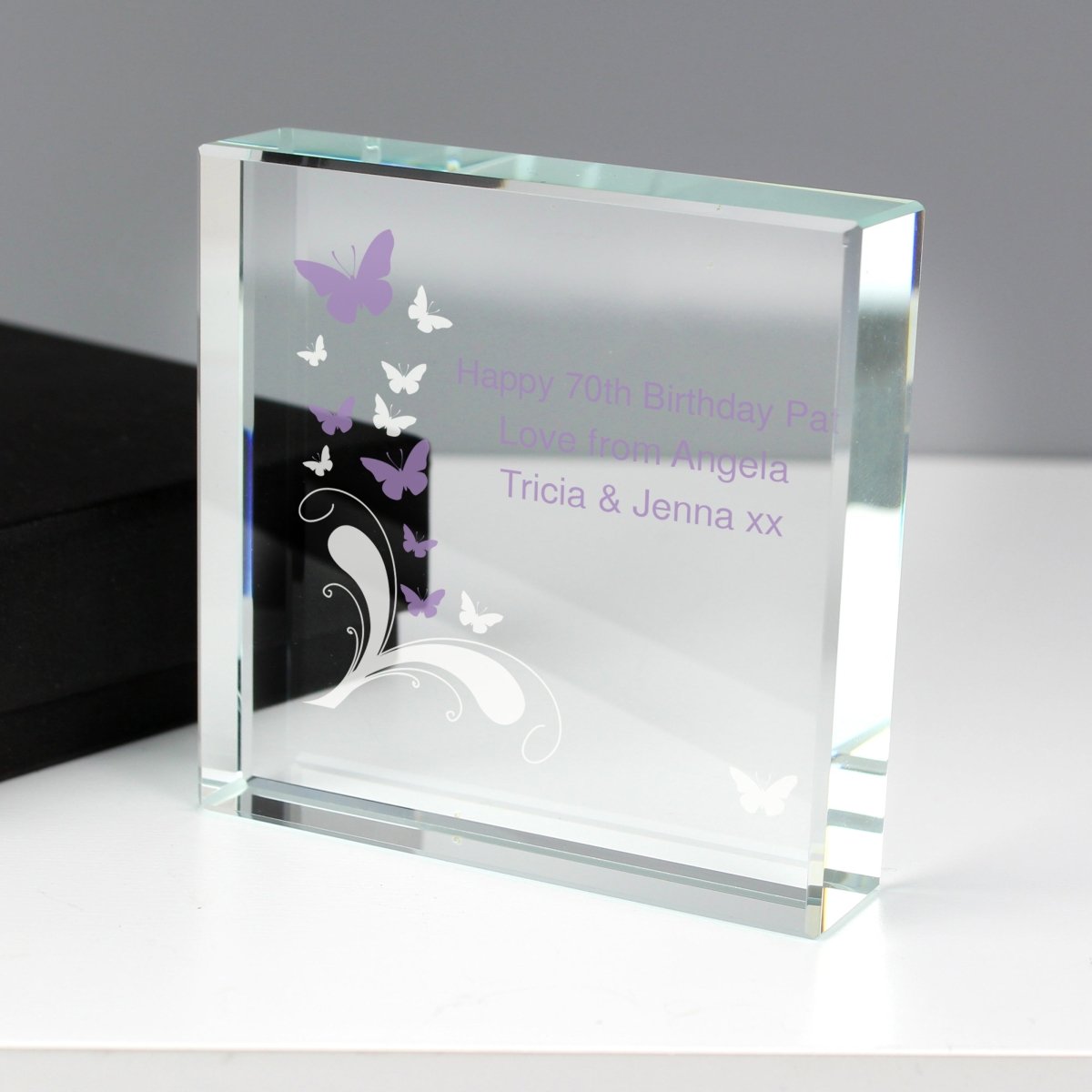 Personalised Butterflies Large Crystal Token