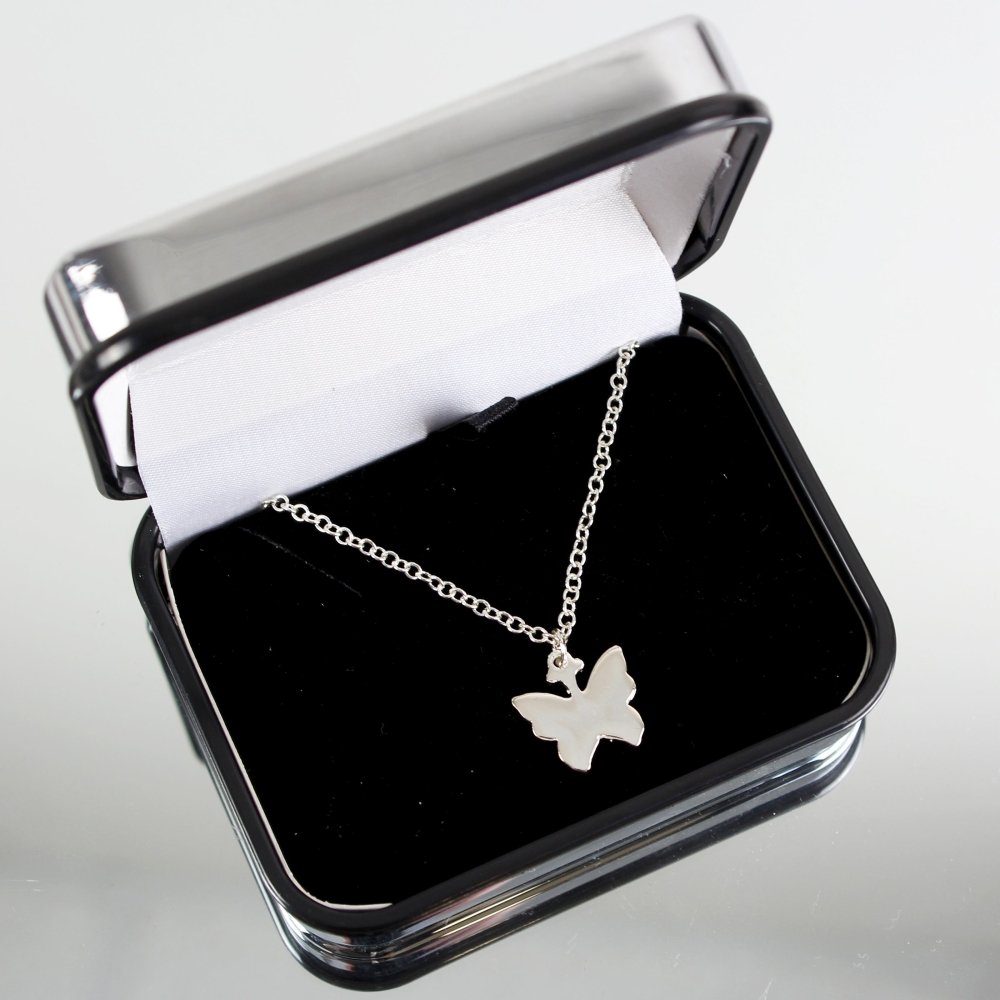 Personalised Butterfly Box With A Silver Plated Butterfly Necklace