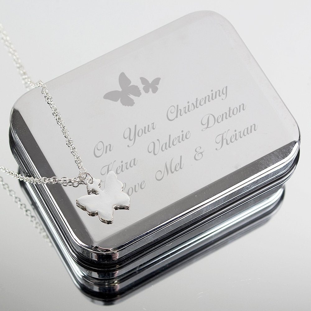 Personalised Butterfly Box With A Silver Plated Butterfly Necklace