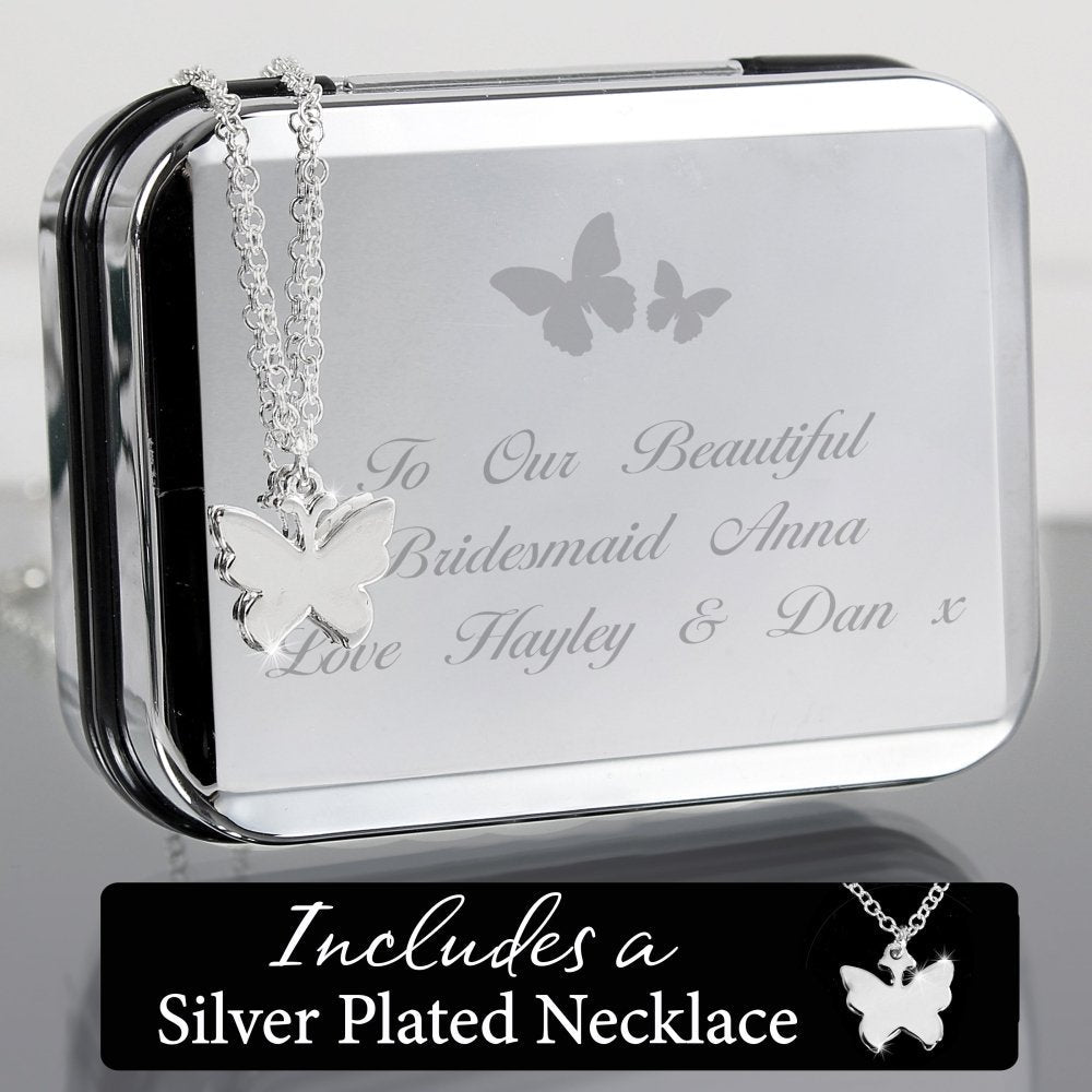Personalised Butterfly Box With A Silver Plated Butterfly Necklace