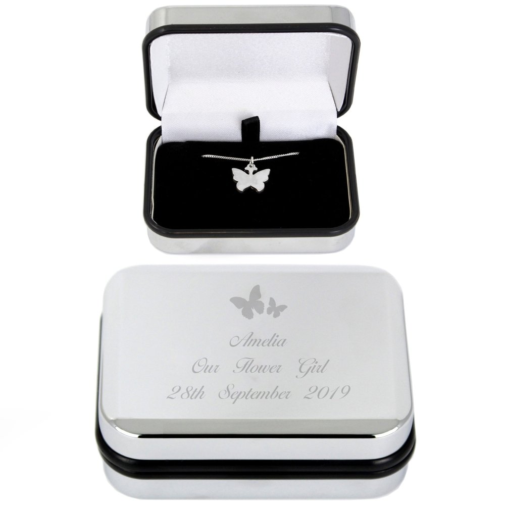 Personalised Butterfly Box With A Silver Plated Butterfly Necklace