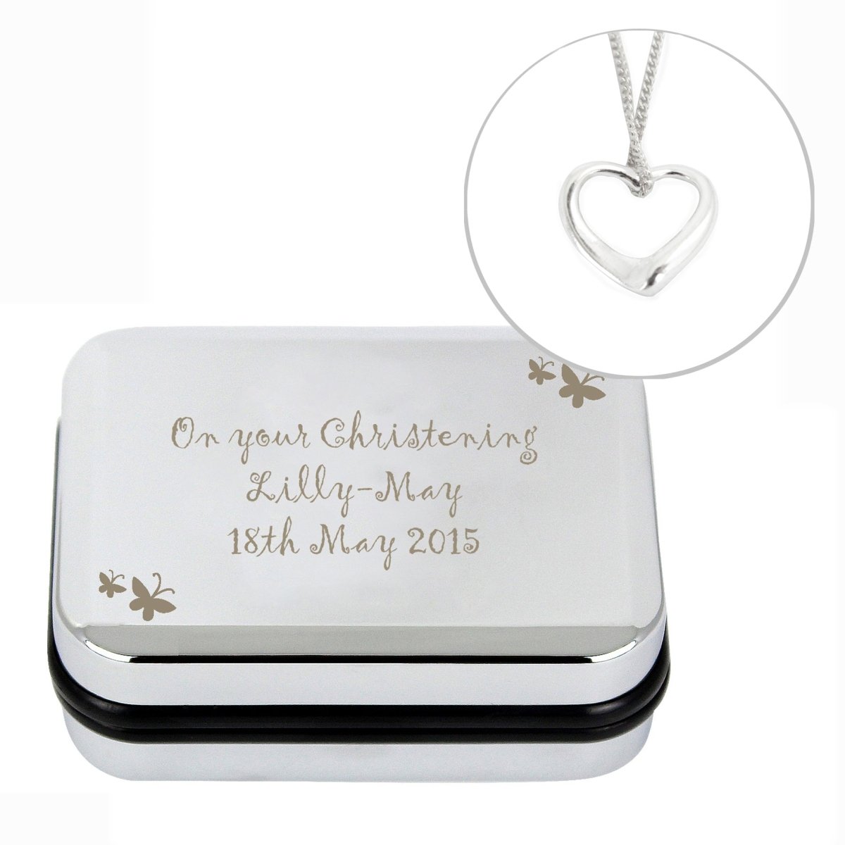 Personalised Butterfly Heart Necklace And Box