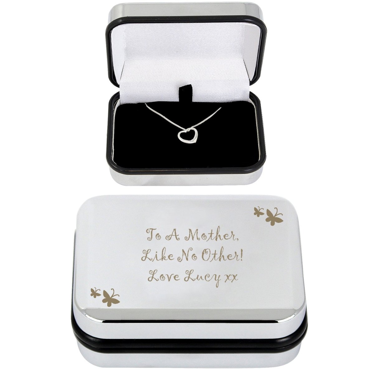 Personalised Butterfly Heart Necklace And Box
