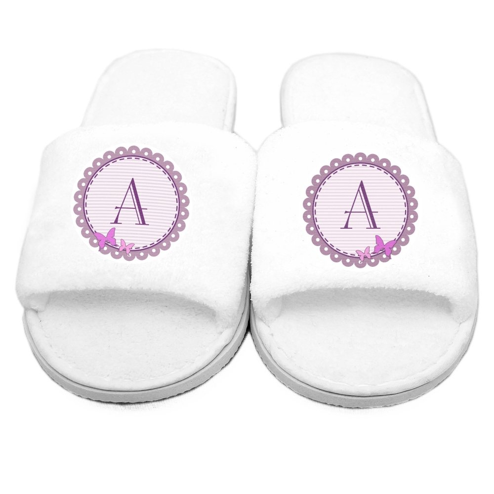 Personalised Butterfly Initial Velour Slippers