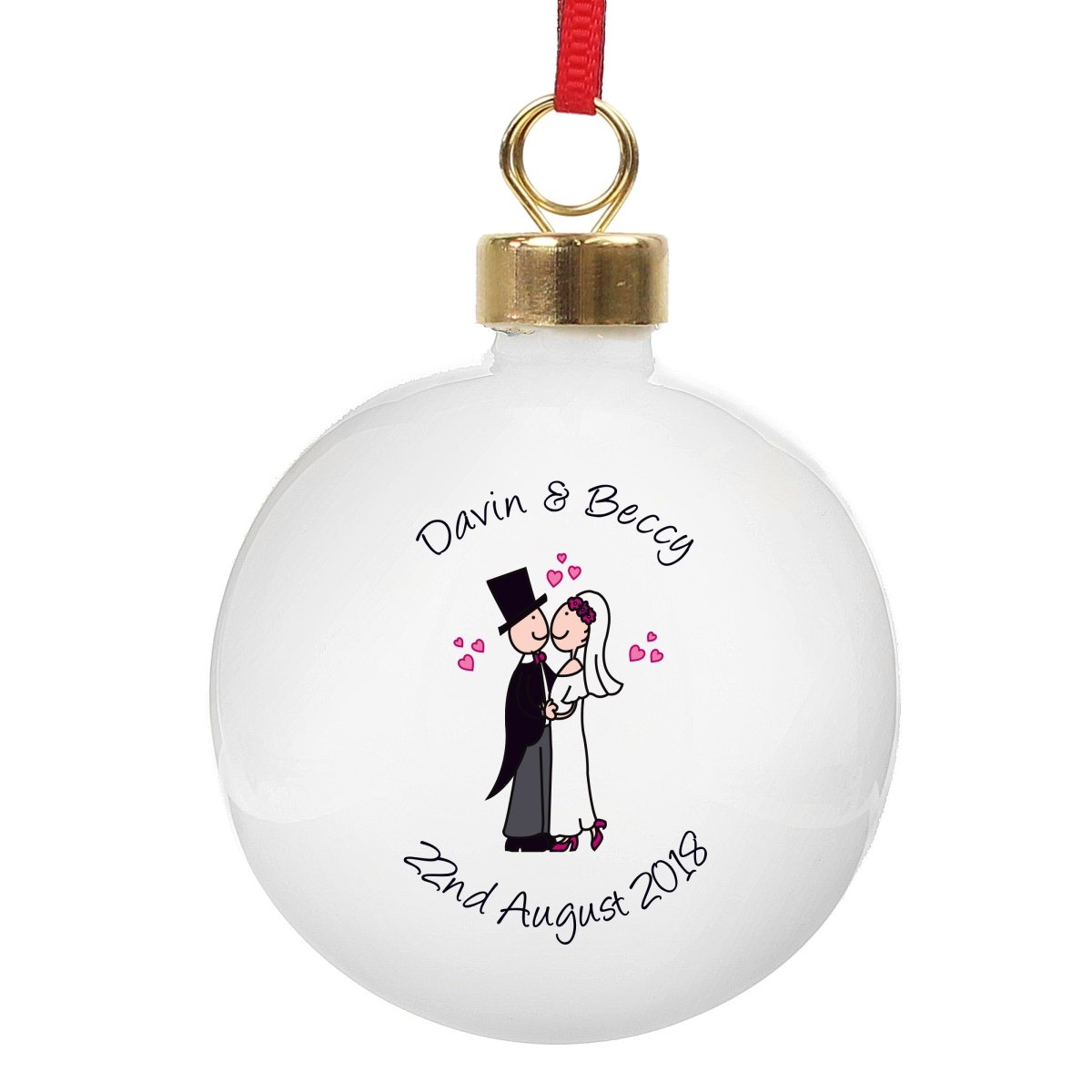 Personalised Cartoon Couple Keepsake Bauble