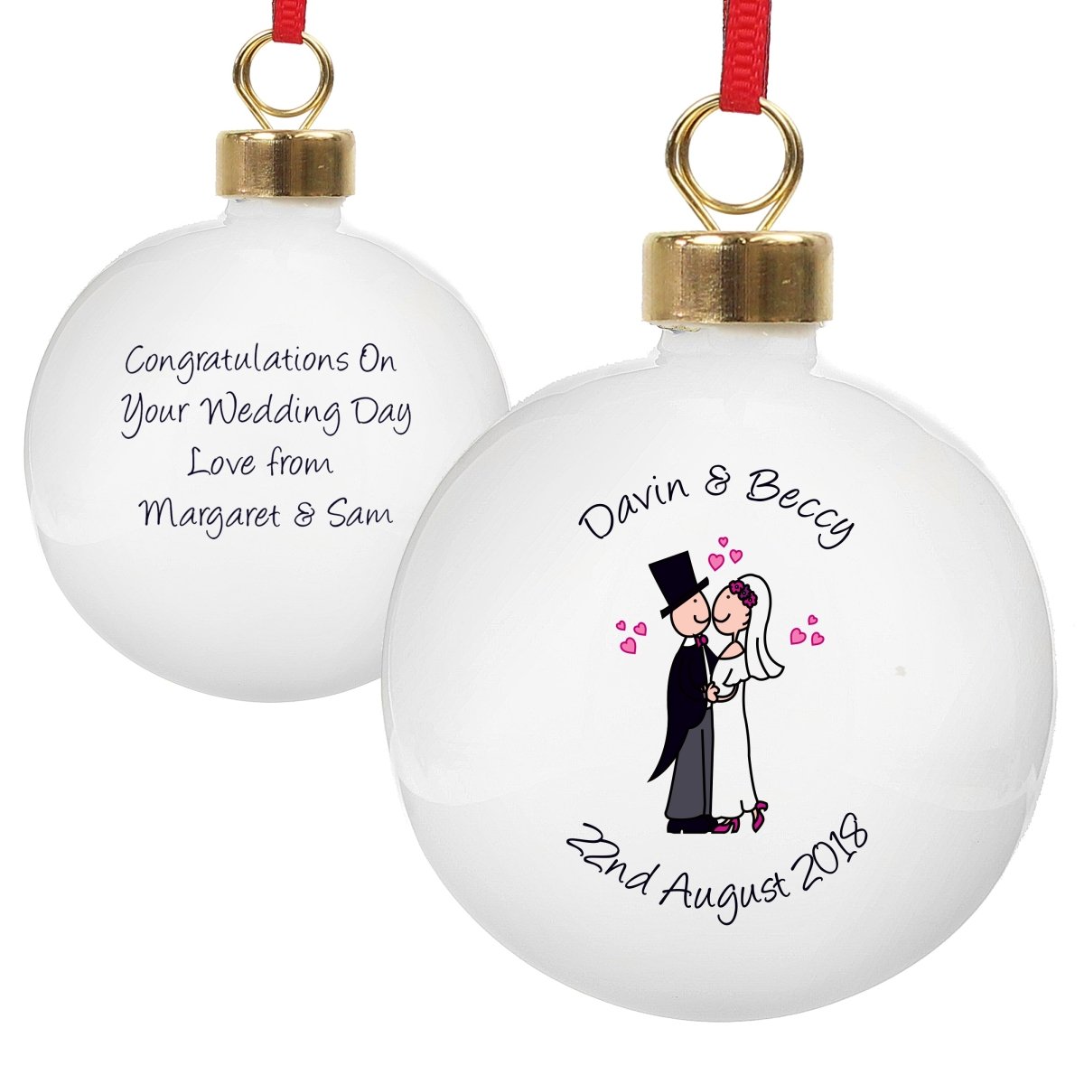 Personalised Cartoon Couple Keepsake Bauble