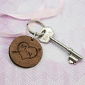 Personalised Carved Tree Round Wooden Keyring with Initials