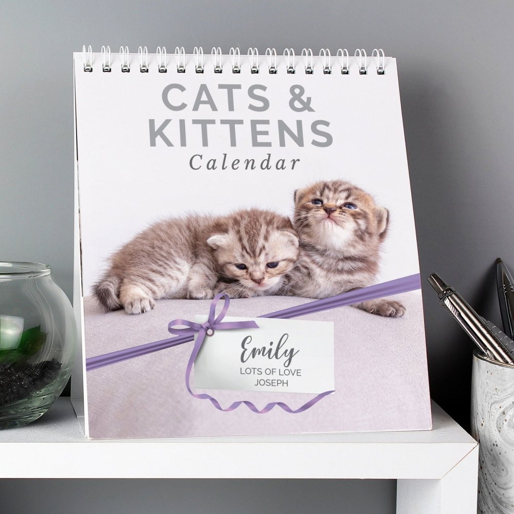 Personalised Cats And Kittens Desk 2026 Calendar