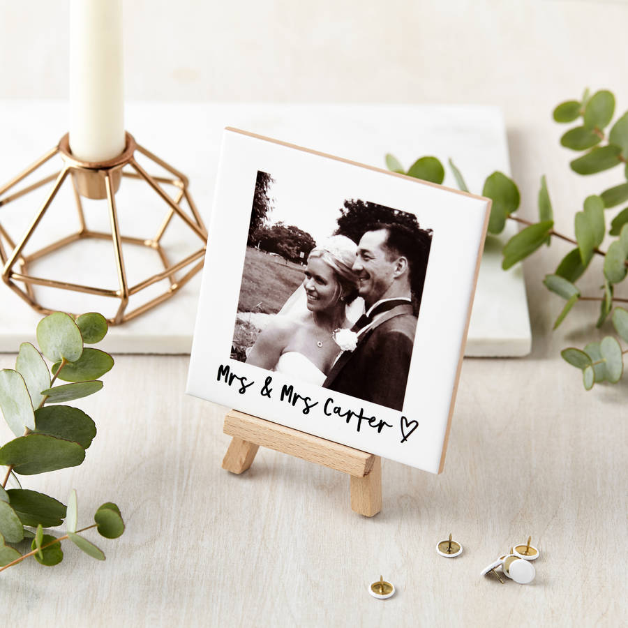 Personalised Personalised Ceramic Wedding Photo and Mini Easel