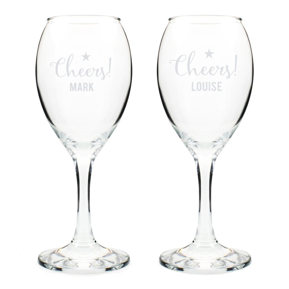 Personalised Cheers Wine Glass Set