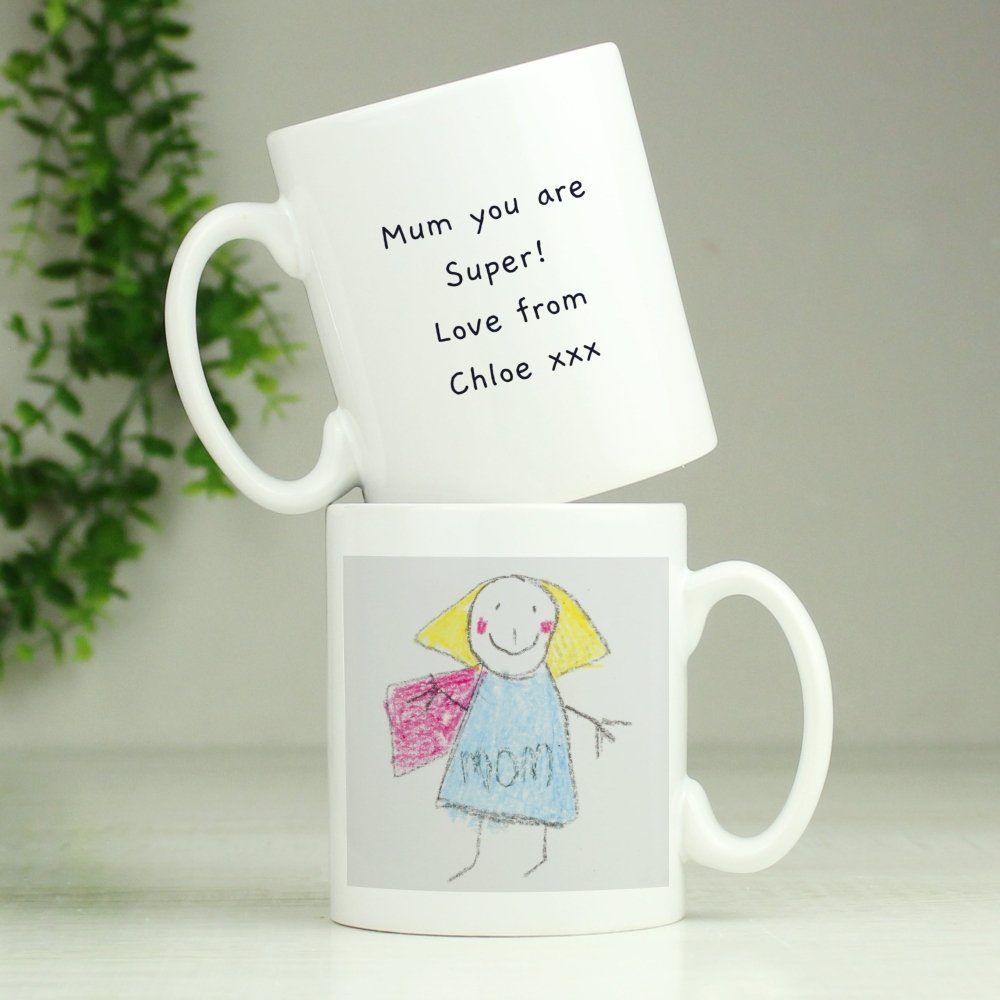 Personalised Childrens Drawing Photo Upload Mug - Perfect For Father's Day