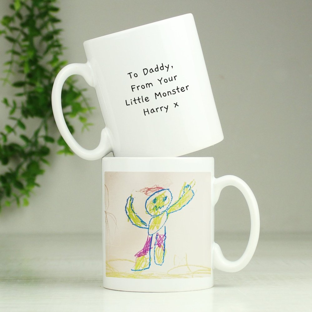 Personalised Childrens Drawing Photo Upload Mug - Perfect For Father's Day
