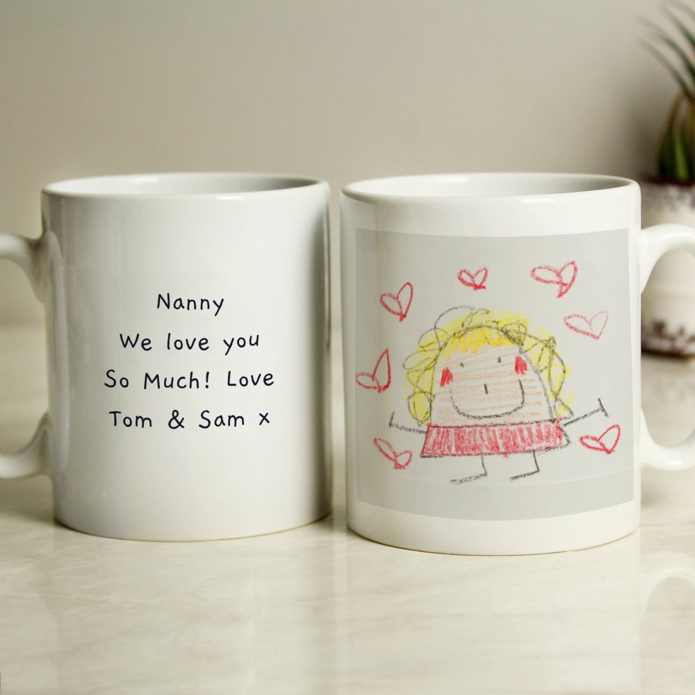 Personalised Childrens Drawing Photo Upload Mug - Perfect For Father's Day