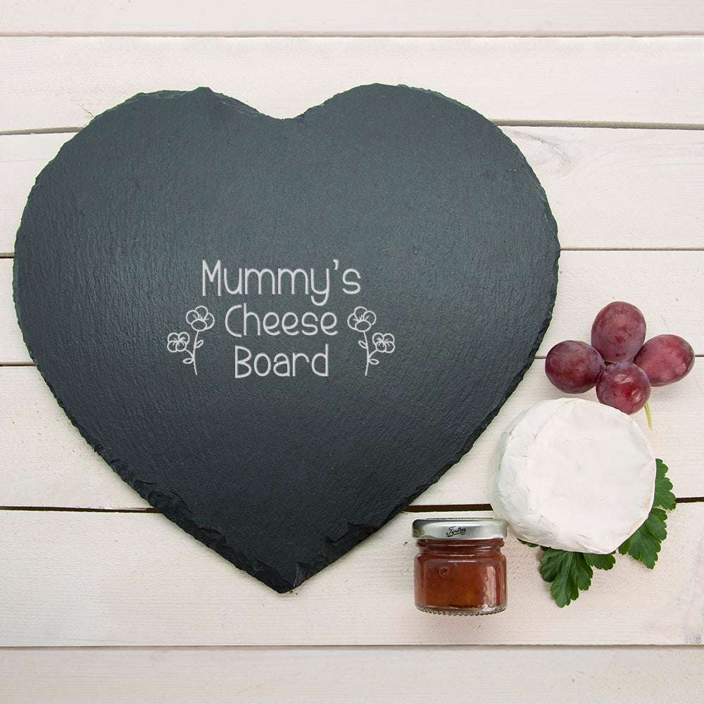 Personalised Children's Handwriting Heart Slate Cheese Board