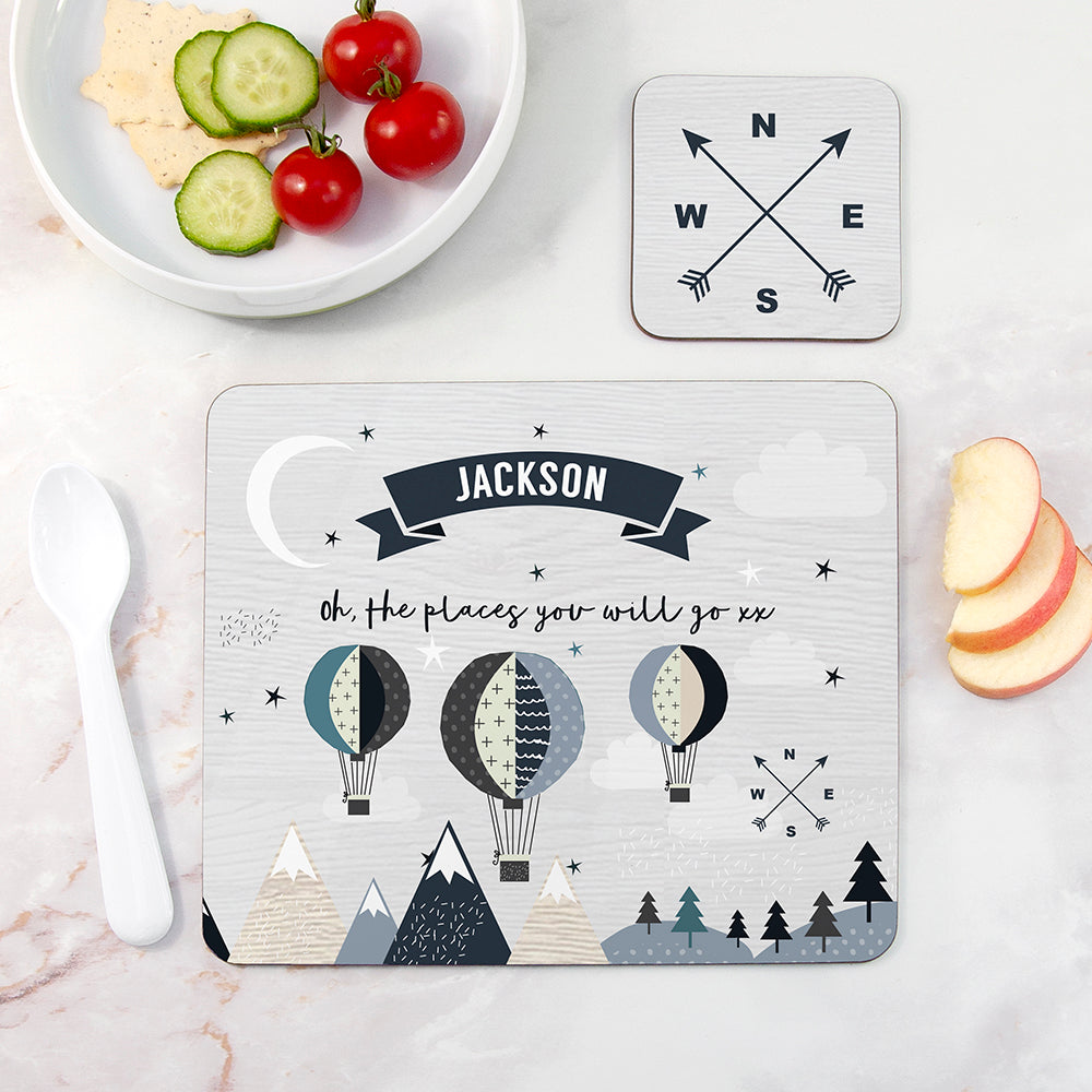 Personalised Personalised Children's Hot Air Balloon Placemat Set