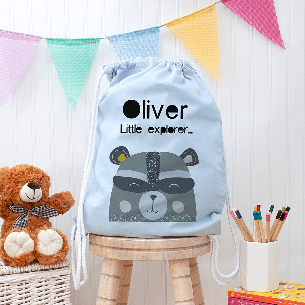 Personalised Personalised Children's Raccoon Cotton Nursery Bag