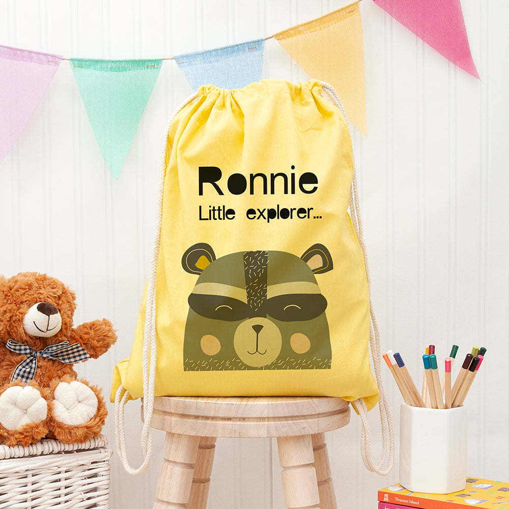 Personalised Personalised Children's Raccoon Cotton Nursery Bag